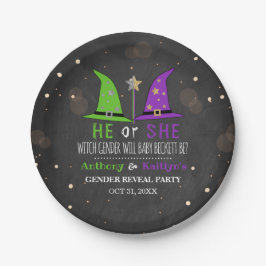 Plato De Papel Halloween Fiesta de revelación de género femenino