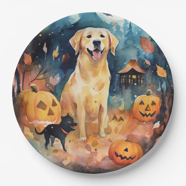 Plato De Papel Halloween Finlandés Lappund Con Calabazas Temerosa (Anverso)