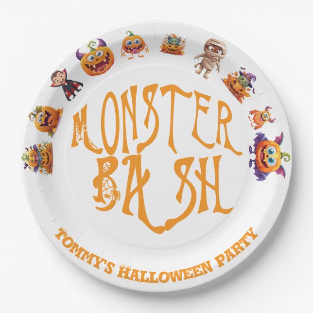 Plato De Papel Halloween Fun Monster Bash (Anverso)