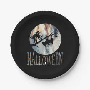 Plato De Papel Halloween Funny Cat Halloween Cumpleaños