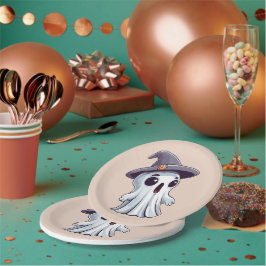 Plato De Papel Halloween: Geist mit Hut - 