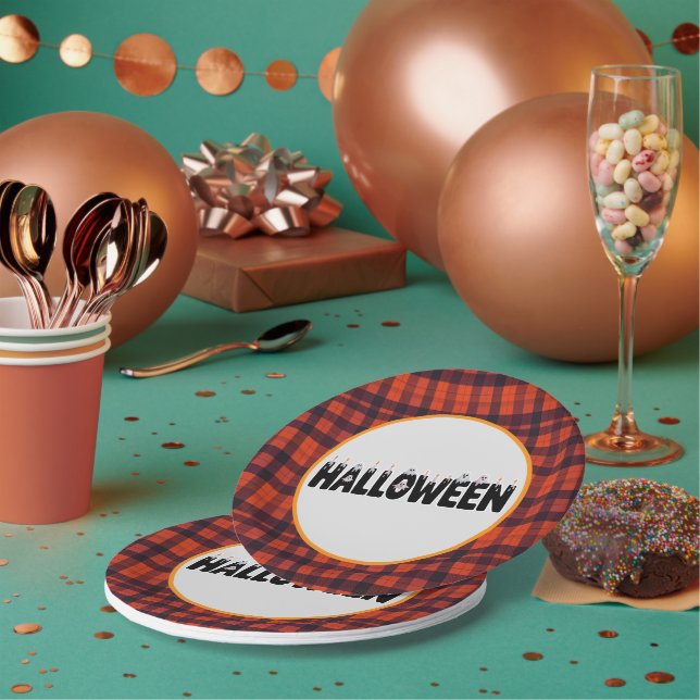 Plato De Papel Halloween Ghost Candle Lettering (Multi)