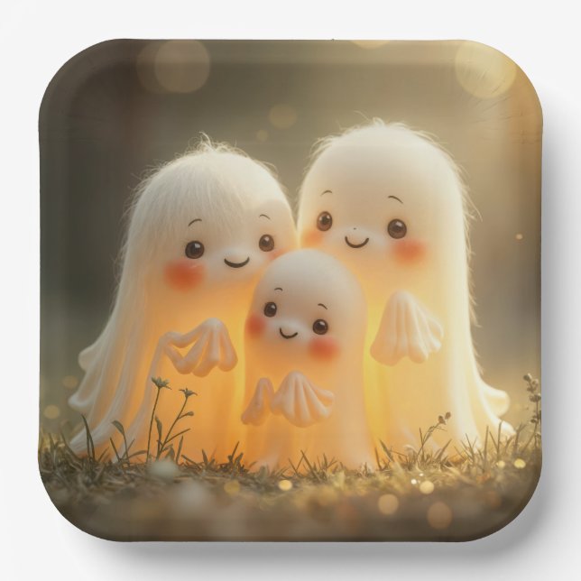 Plato De Papel Halloween Ghost Cuties (Anverso)