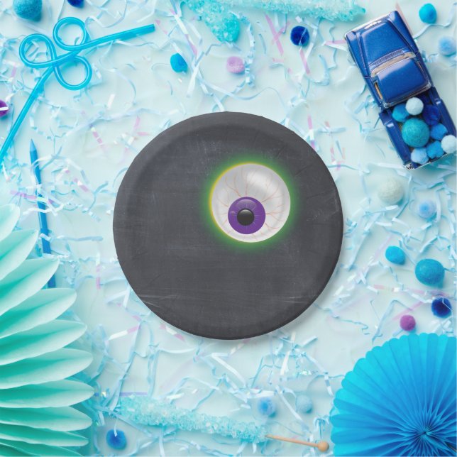 Plato De Papel Halloween Ghost Eyeball Cíclops De Ojo (Fiesta)