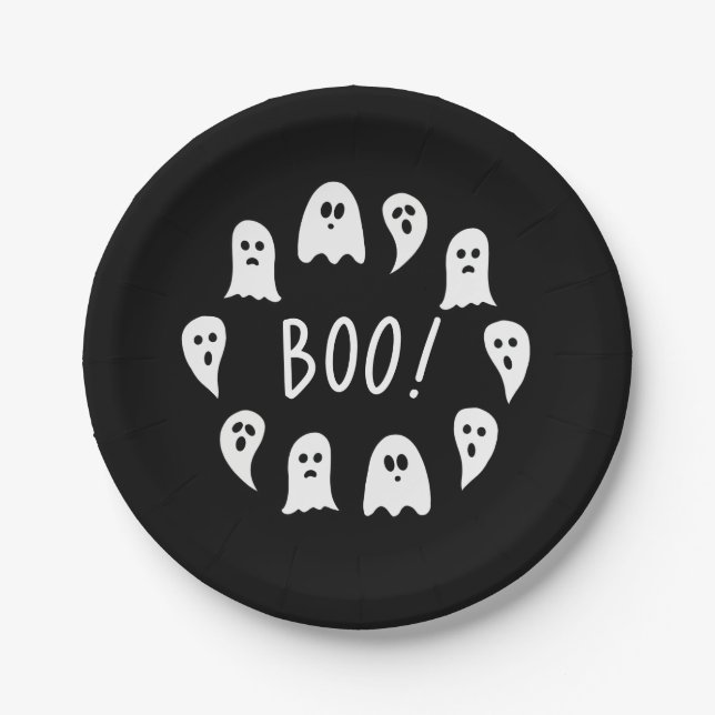 Plato De Papel Halloween Ghosts Boo (Anverso)