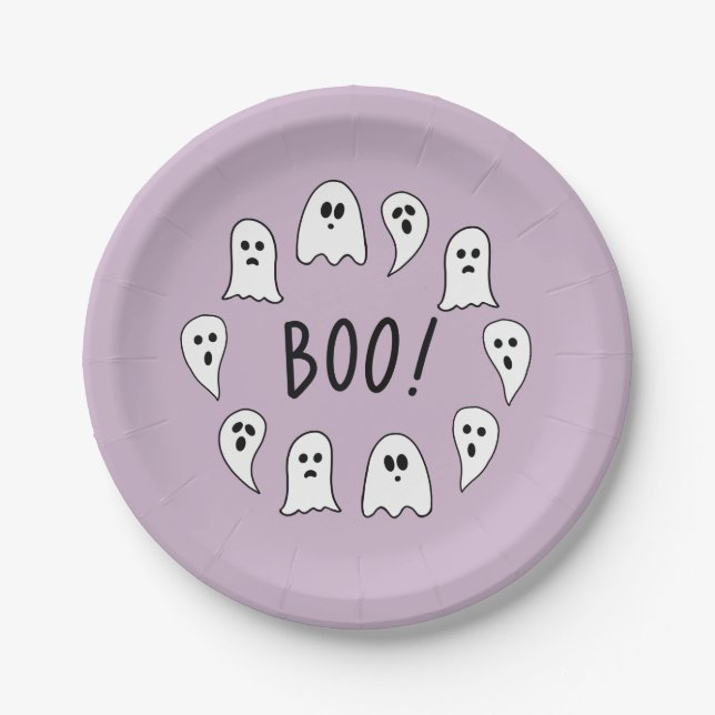 Plato De Papel Halloween Ghosts Boo (Anverso)