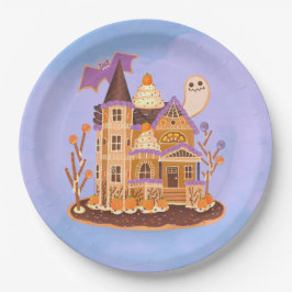 Plato De Papel Halloween Gingerbread Hauned House