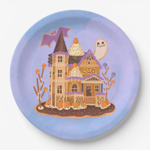 Plato De Papel Halloween Gingerbread Hauned House