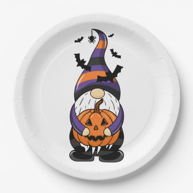 Plato De Papel Halloween Gnome (Anverso)