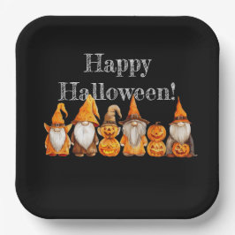 Plato De Papel Halloween Gnomes
