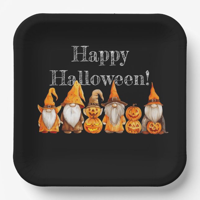 Plato De Papel Halloween Gnomes (Anverso)