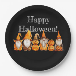 Plato De Papel Halloween Gnomes
