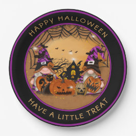Plato De Papel Halloween Gnones calabaza Spiderweb Hauned House