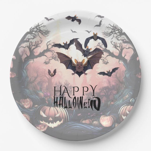 Plato De Papel Halloween Gone Batty (Anverso)