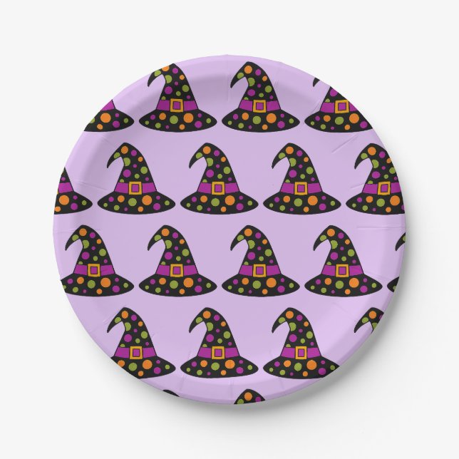 Plato De Papel Halloween Gorra de brujas (Anverso)