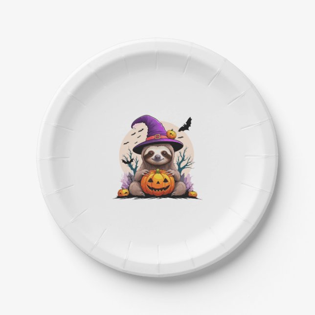 Plato De Papel Halloween, Gorra Rosa Sloth (Anverso)