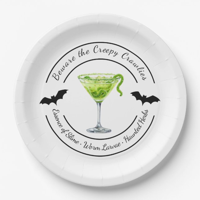 Plato De Papel Halloween Gótico | Bebida de Baba Embrujada | Gr (Anverso)