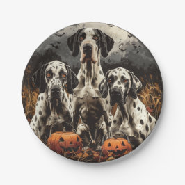 Plato De Papel Halloween Great Dane Dogs Jack O Lantern