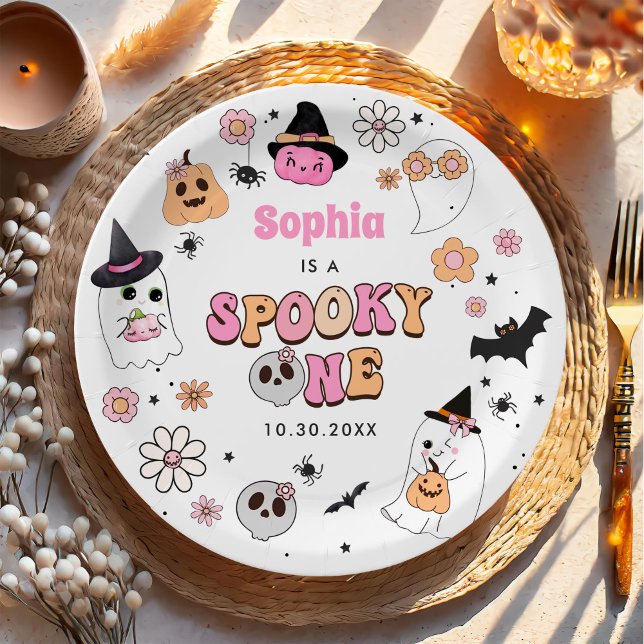 Plato De Papel Halloween Groovy Ghost Primer cumpleaños (Subido por el creador)