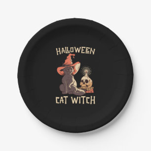 Plato De Papel Halloween Halloween Cat Witch