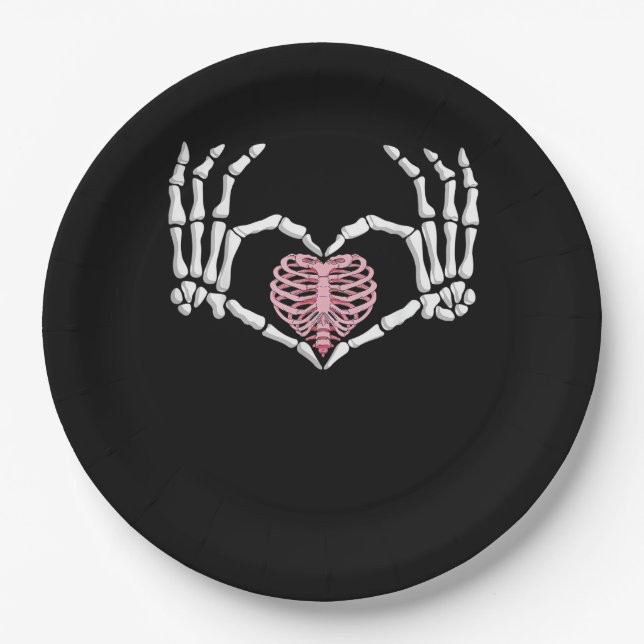 Plato De Papel Halloween Halloween Halloween Halloween Hand Heart (Anverso)