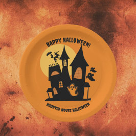Plato De Papel Halloween Halloween Haunted Paper Plate