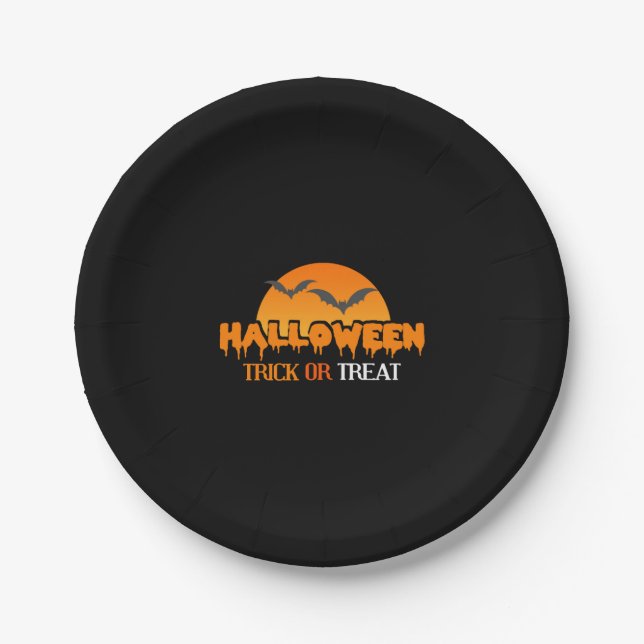 Plato De Papel Halloween - Halloween - Trick o trick (Anverso)