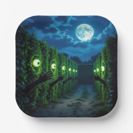 Plato De Papel Halloween Hauned Hedge Horror