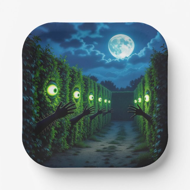 Plato De Papel Halloween Hauned Hedge Horror (Anverso)