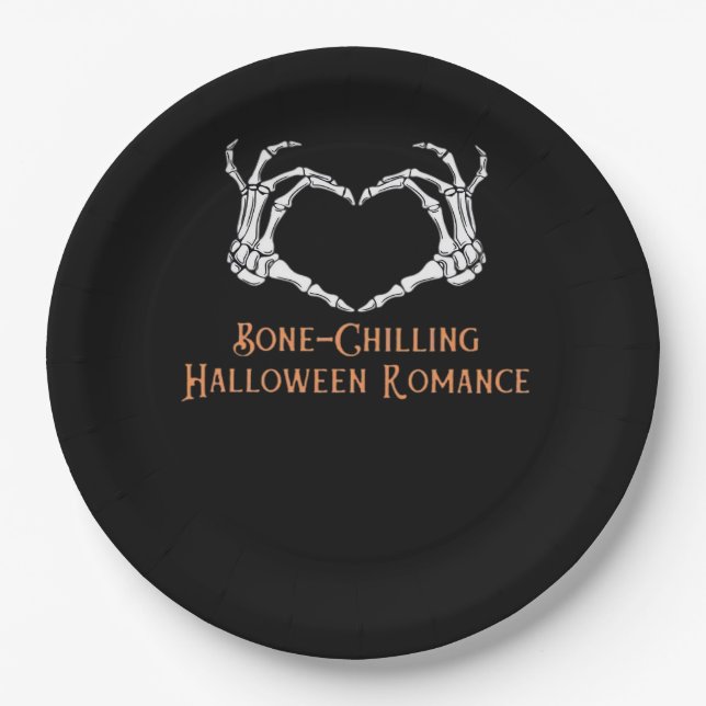 Plato De Papel Halloween Haunted Heart Skeletal Bone Chilling Cla (Anverso)