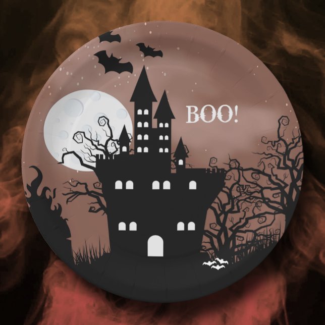 Plato De Papel Halloween Haunted House (Subido por el creador)