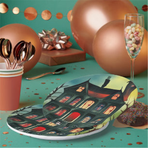 Plato De Papel Halloween Haunted House