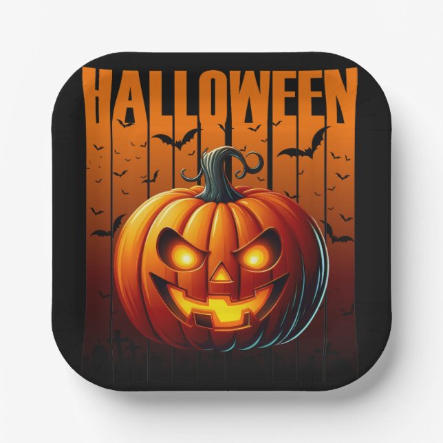 Plato De Papel Halloween Havoc - Jacks and Bats (Anverso)