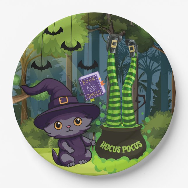 Plato De Papel Halloween Hocus Pocus (Anverso)