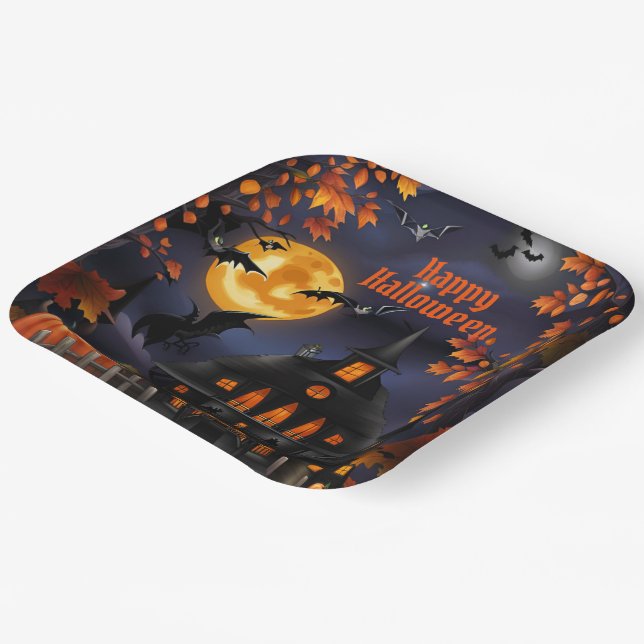 Plato De Papel Halloween House (Angular)