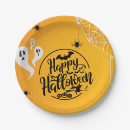 PLATO DE PAPEL HALLOWEEN, ILUSTRACION WEB DE GHOST BAT SPIDER