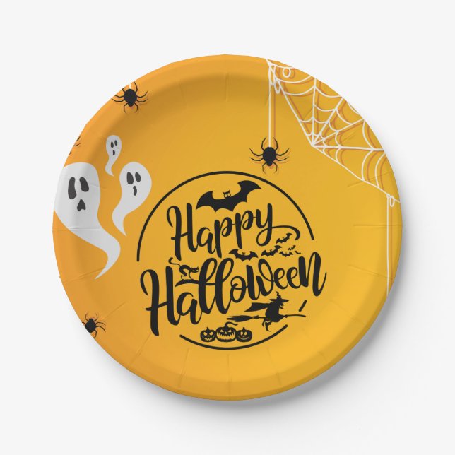 PLATO DE PAPEL HALLOWEEN, ILUSTRACION WEB DE GHOST BAT SPIDER (Anverso)