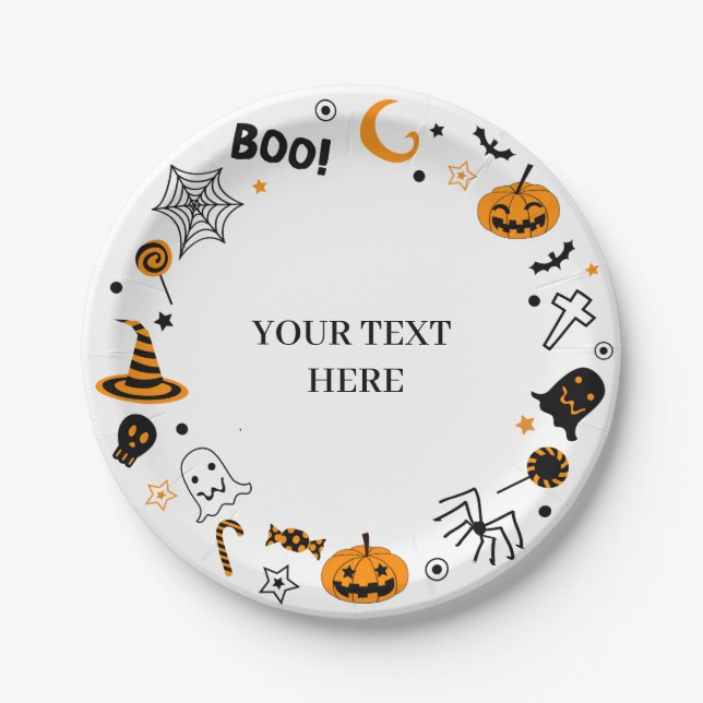 Plato De Papel Halloween ilustrado (Anverso)
