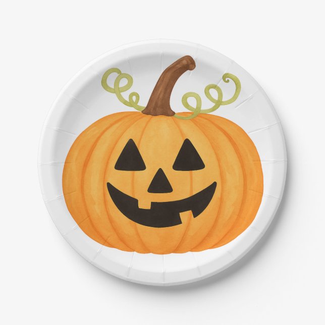 Plato De Papel Halloween Jack-o’-Lantern (Anverso)