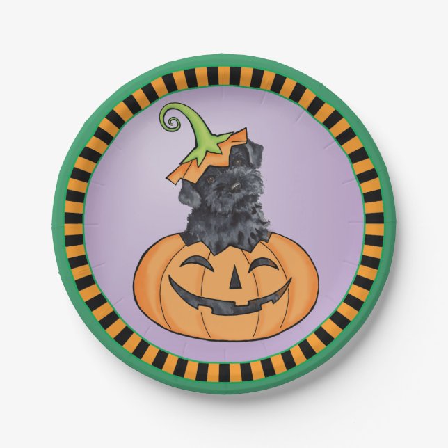 Plato De Papel Halloween Kerry Blue Terrier (Anverso)