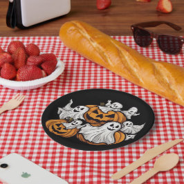 Plato De Papel Halloween: Kleine Geister mit Kürbissen - 