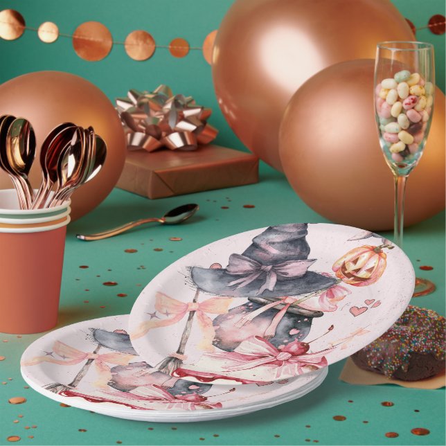 Plato De Papel Halloween linda coqueta fiesta de cumpleaños (Multi)