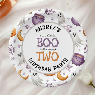 Plato De Papel Halloween Little Boo Cumple Dos 2º Cumpleaños