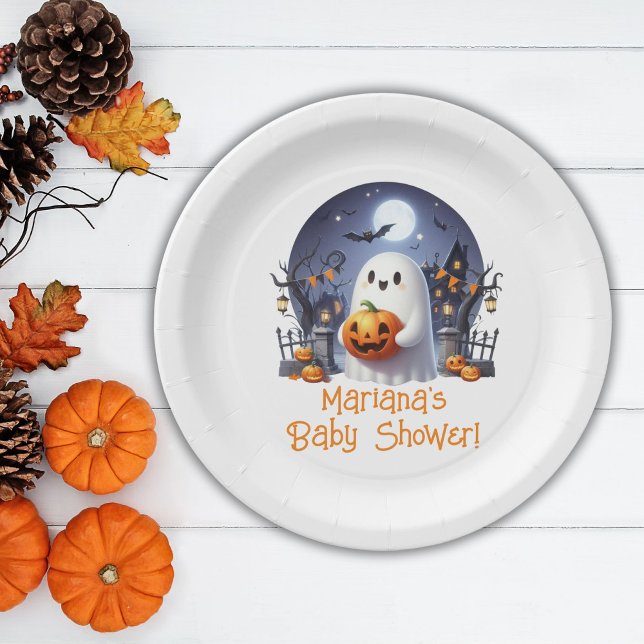 Plato De Papel Halloween Little Boo Ghost Baby Shower (Subido por el creador)