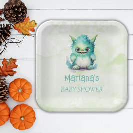 Plato De Papel Halloween Little Monster Boy Baby Shower