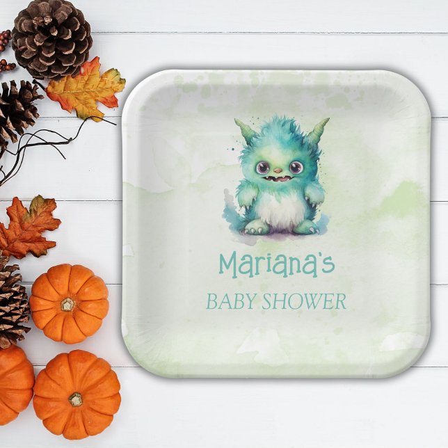 Plato De Papel Halloween Little Monster Boy Baby Shower (Subido por el creador)
