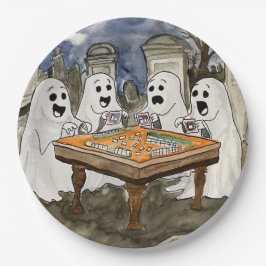 Plato De Papel Halloween Mahjong Ghosts