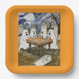 Plato De Papel Halloween Mahjong Ghosts