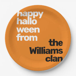 Plato De Papel Halloween mínimo simple fiesta naranja moderno