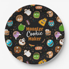 Plato De Papel Halloween Monster Cookie Maker divertido colorido